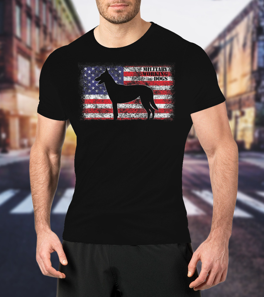Military Working Dogs American Flag K9 Handler T-Shirt