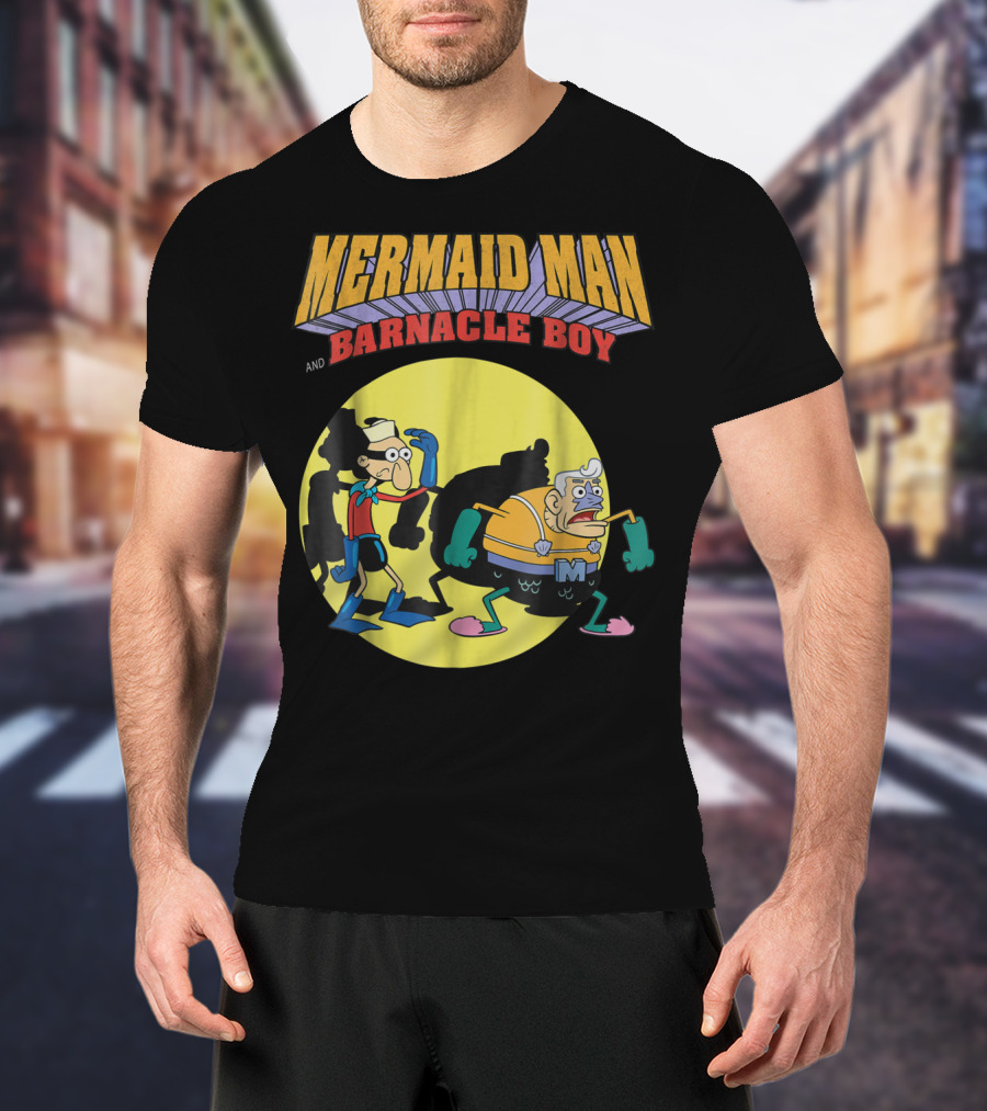 Mermaid Man And Barnacle Boy Nickelodeon Spongebob SquarePants Vintage Comic T-Shirt