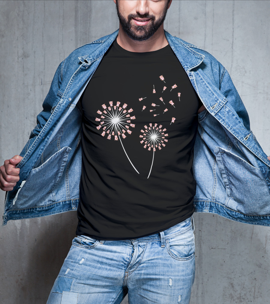 Pig Dandelion Blossoms Transforming With Whimsical Breeze T-Shirt