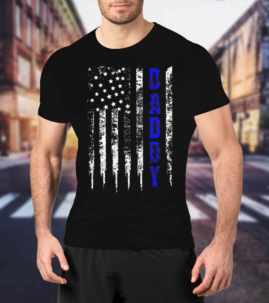 Police Daddy Blue Line USA Flag T-Shirt