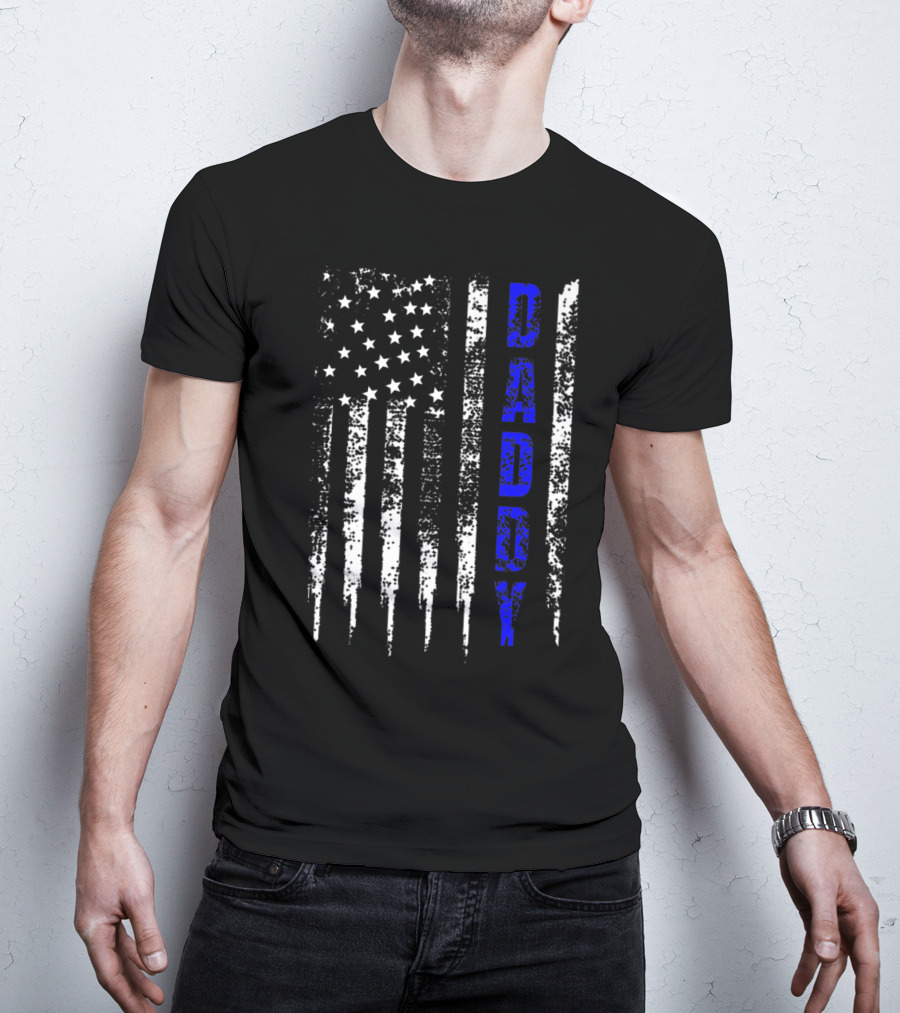 Police Daddy Blue Line USA Flag T-Shirt