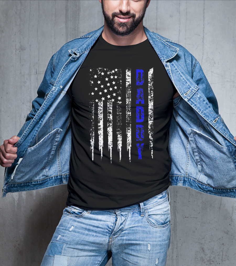 Police Daddy Blue Line USA Flag T-Shirt