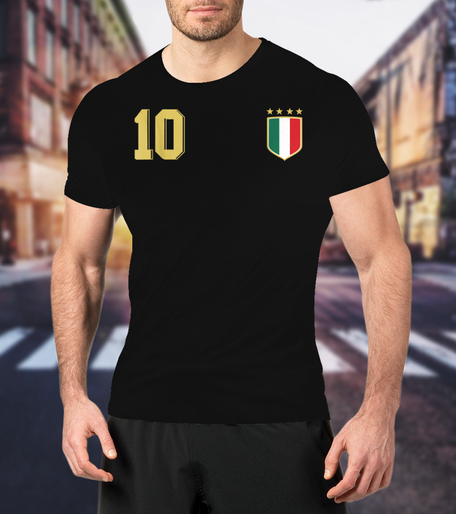 Italia Retro Soccer Jersey Italy Football 10 Crest Stars T-Shirt