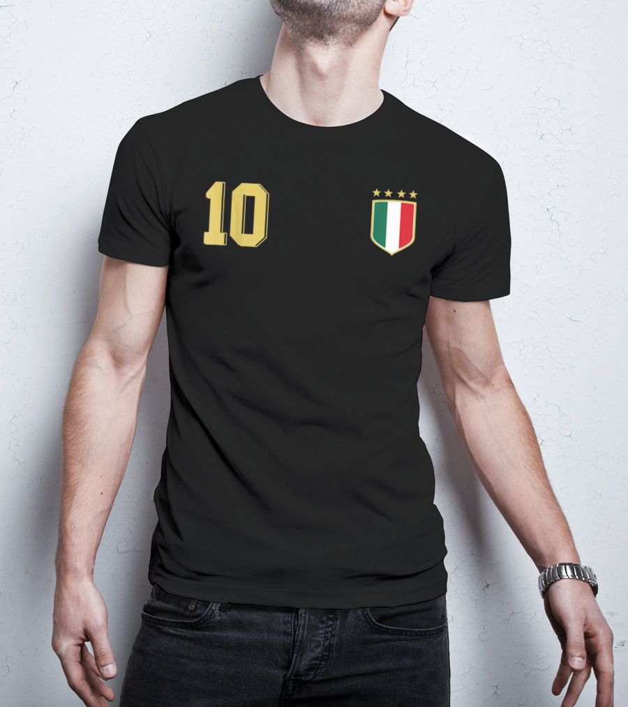 Italia Retro Soccer Jersey Italy Football 10 Crest Stars T-Shirt