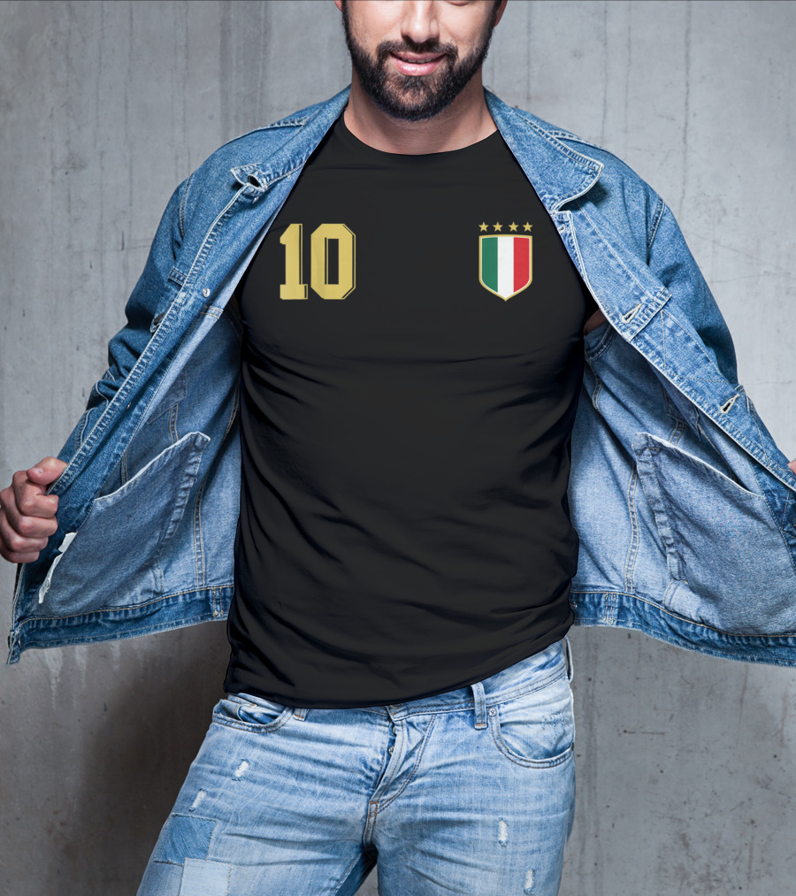 Italia Retro Soccer Jersey Italy Football 10 Crest Stars T-Shirt
