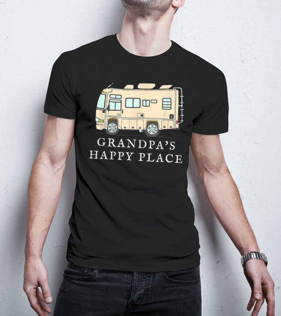 RV Grandpa's Happy Place Motorhome Adventure T-Shirt