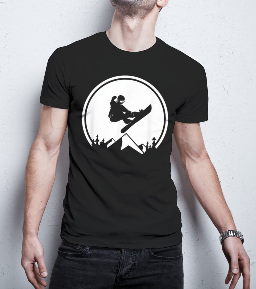Snowboard Snowboarding Big Air Silhouette Mountain Jump T-Shirt