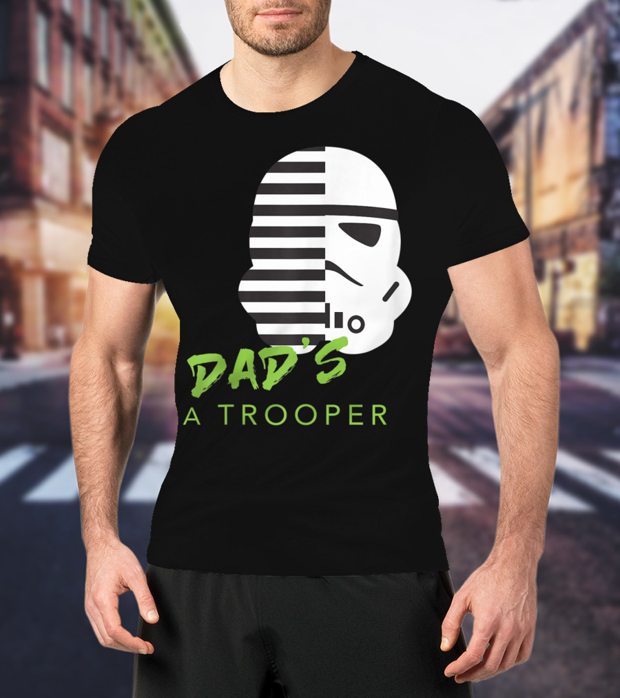 Star Wars Stormtrooper Dad's A Trooper Black And White Helmet T-Shirt