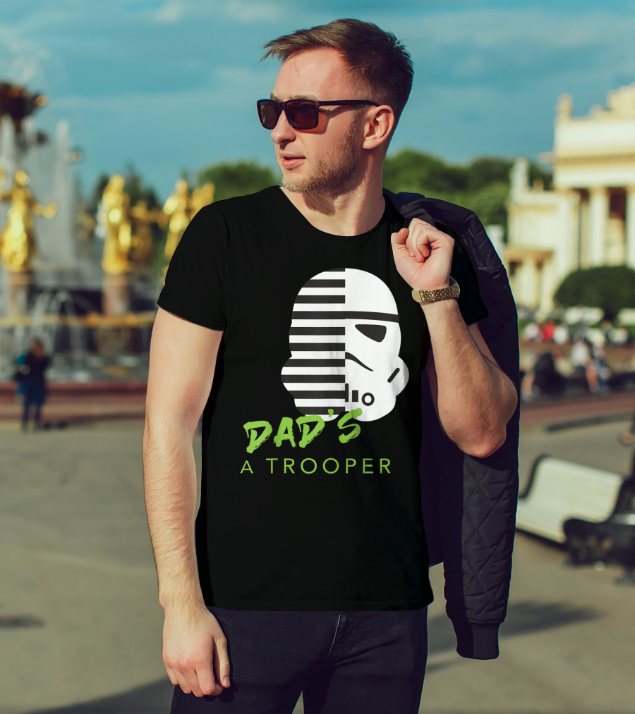 Star Wars Stormtrooper Dad's A Trooper Black And White Helmet T-Shirt