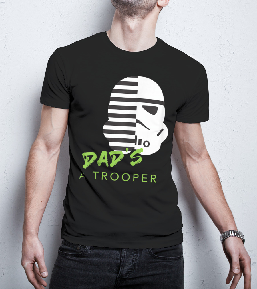 Star Wars Stormtrooper Dad's A Trooper Black And White Helmet T-Shirt
