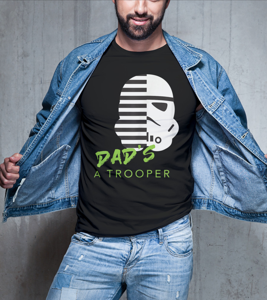 Star Wars Stormtrooper Dad's A Trooper Black And White Helmet T-Shirt