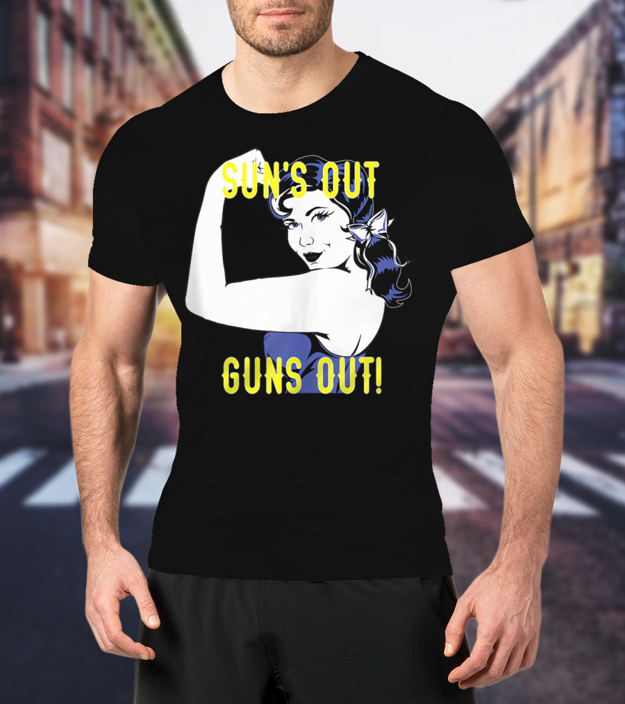 Sun's Out Guns Out Iconic Rosie The Riveter Motif T-Shirt