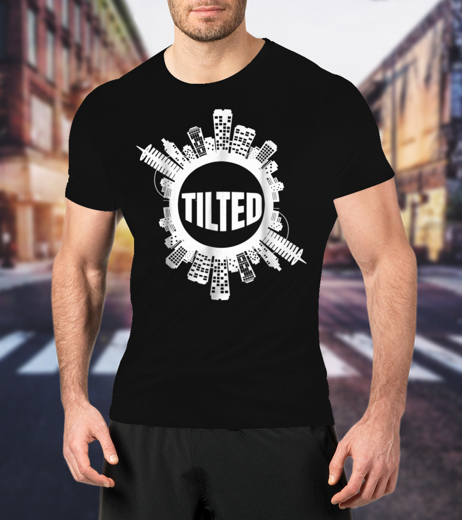 Tilted For Gamers And Gamer Girls City Skyline T-Shirt