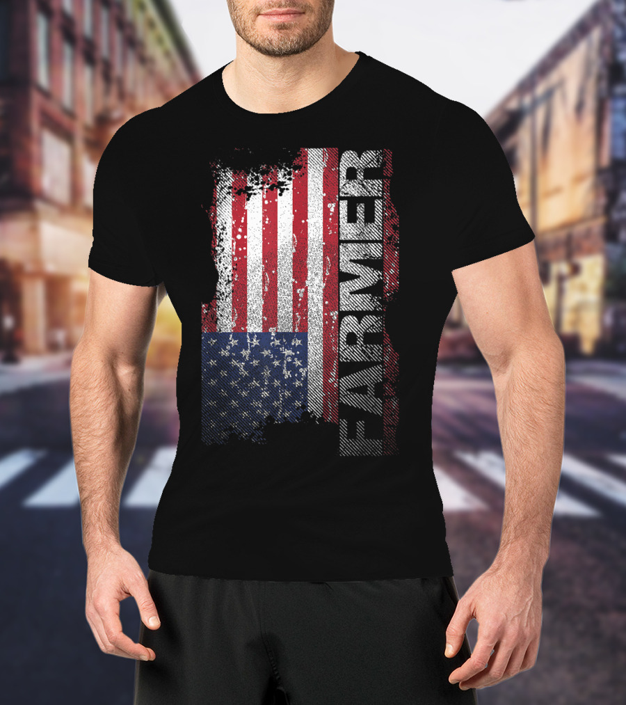 USA Flag Farmer American Farmers T-Shirt