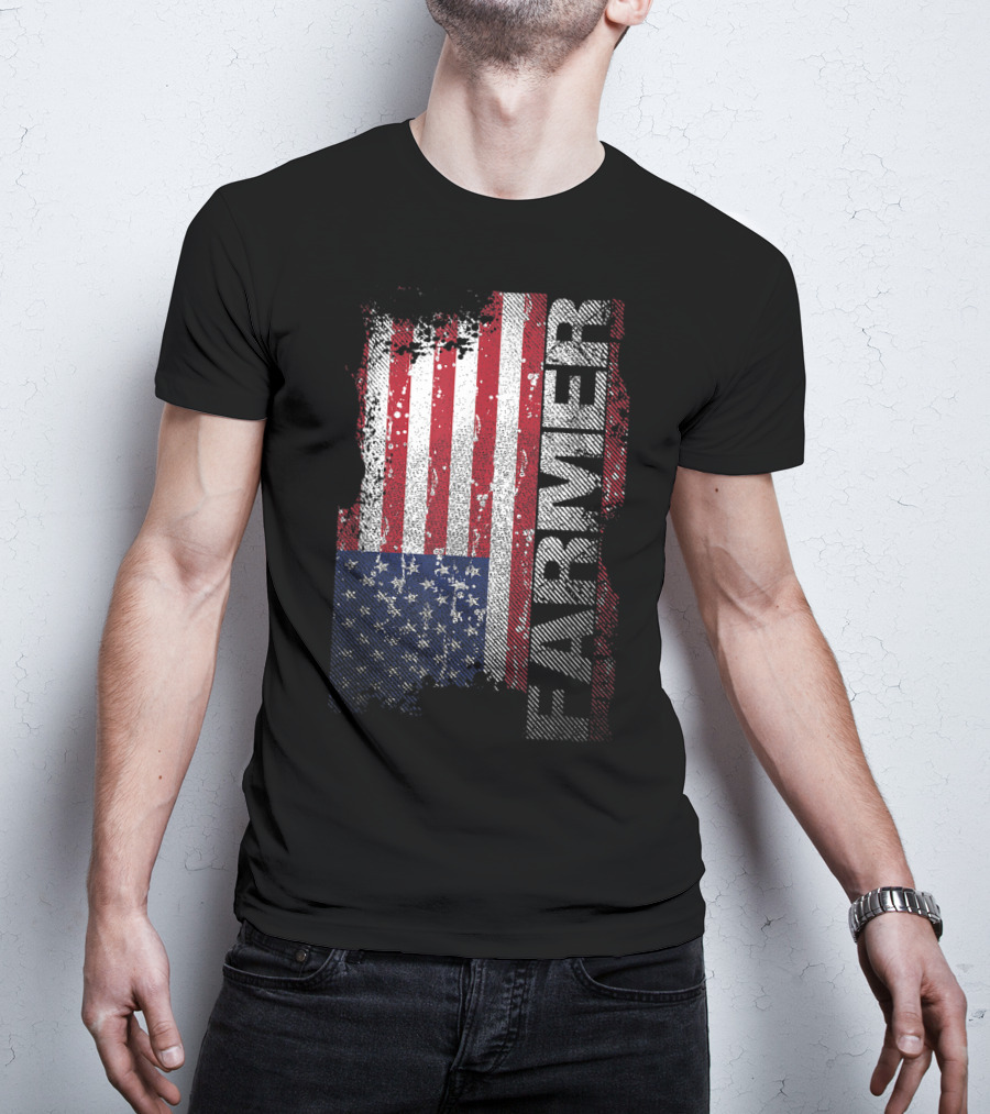 USA Flag Farmer American Farmers T-Shirt