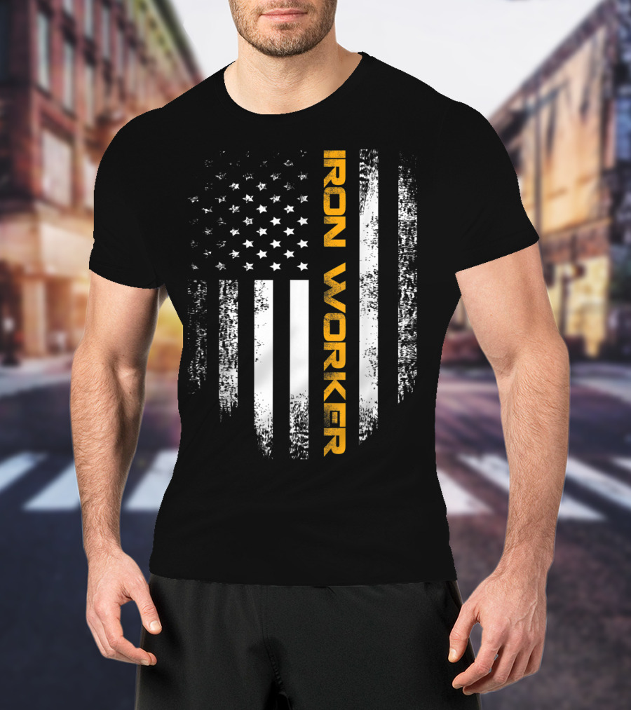 Vintage American USA Flag Iron Worker T-Shirt