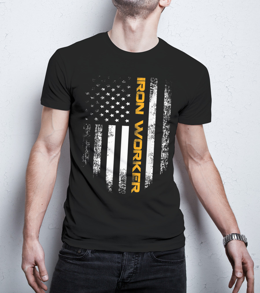 Vintage American USA Flag Iron Worker T-Shirt