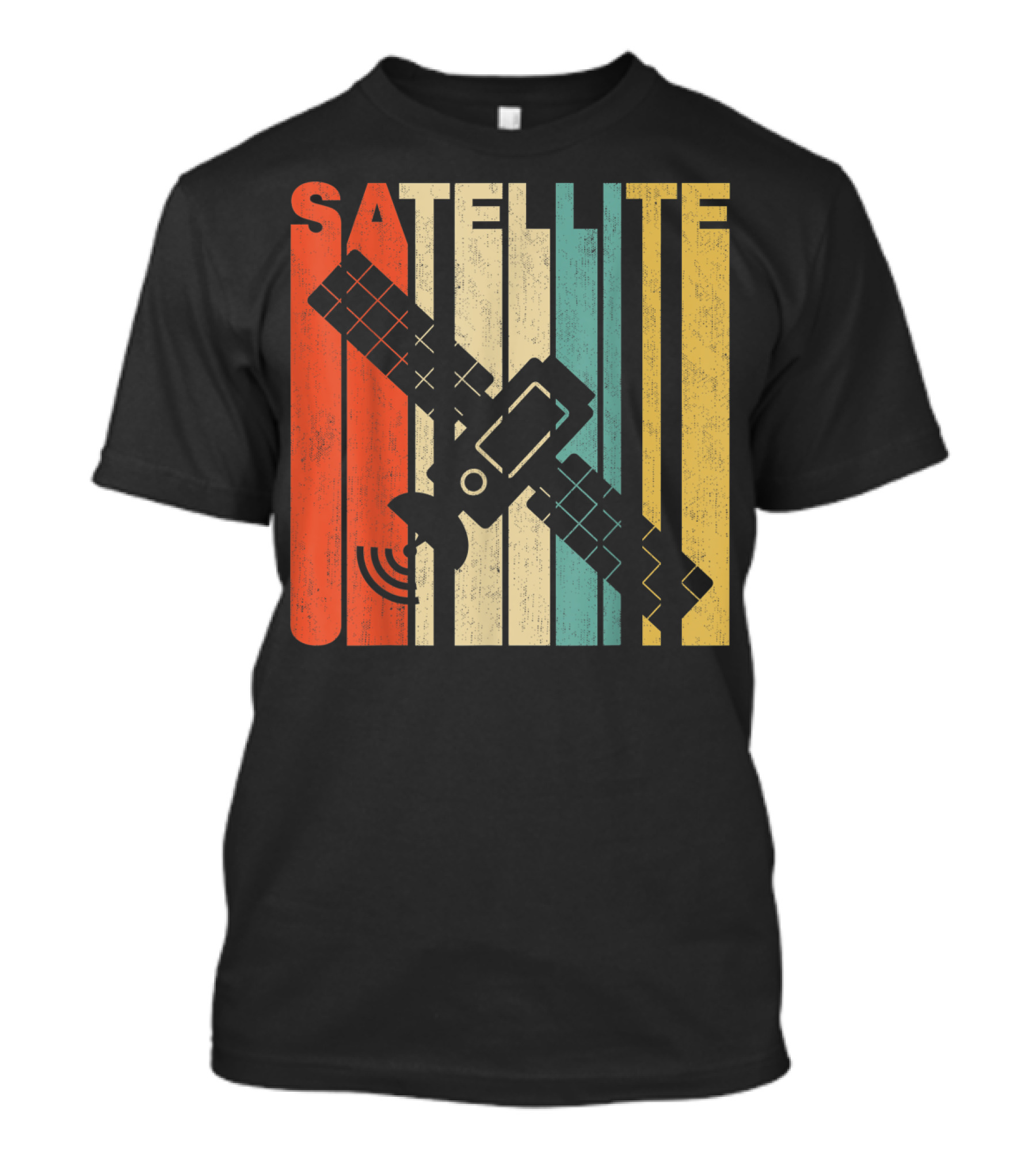 Vintage Satellite Retro Stripes Spacecraft T-Shirt