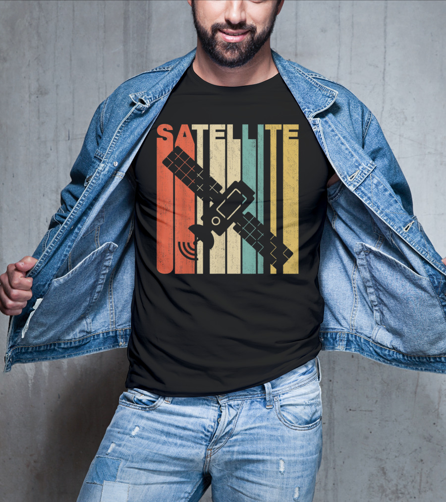 Vintage Satellite Retro Stripes Spacecraft T-Shirt