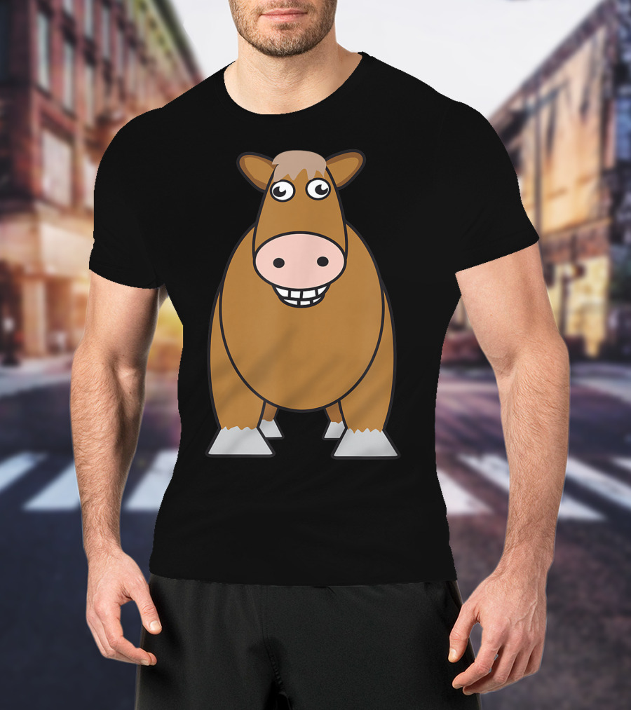 Goofy Cartoon Horse With Big Eyes And Smile T-Shirt