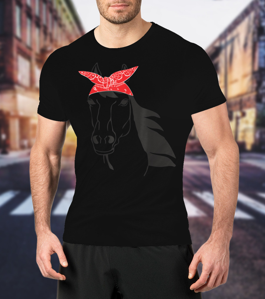 Funny Horse Lover Cowgirl Western Bandanna Red Bandana T-Shirt