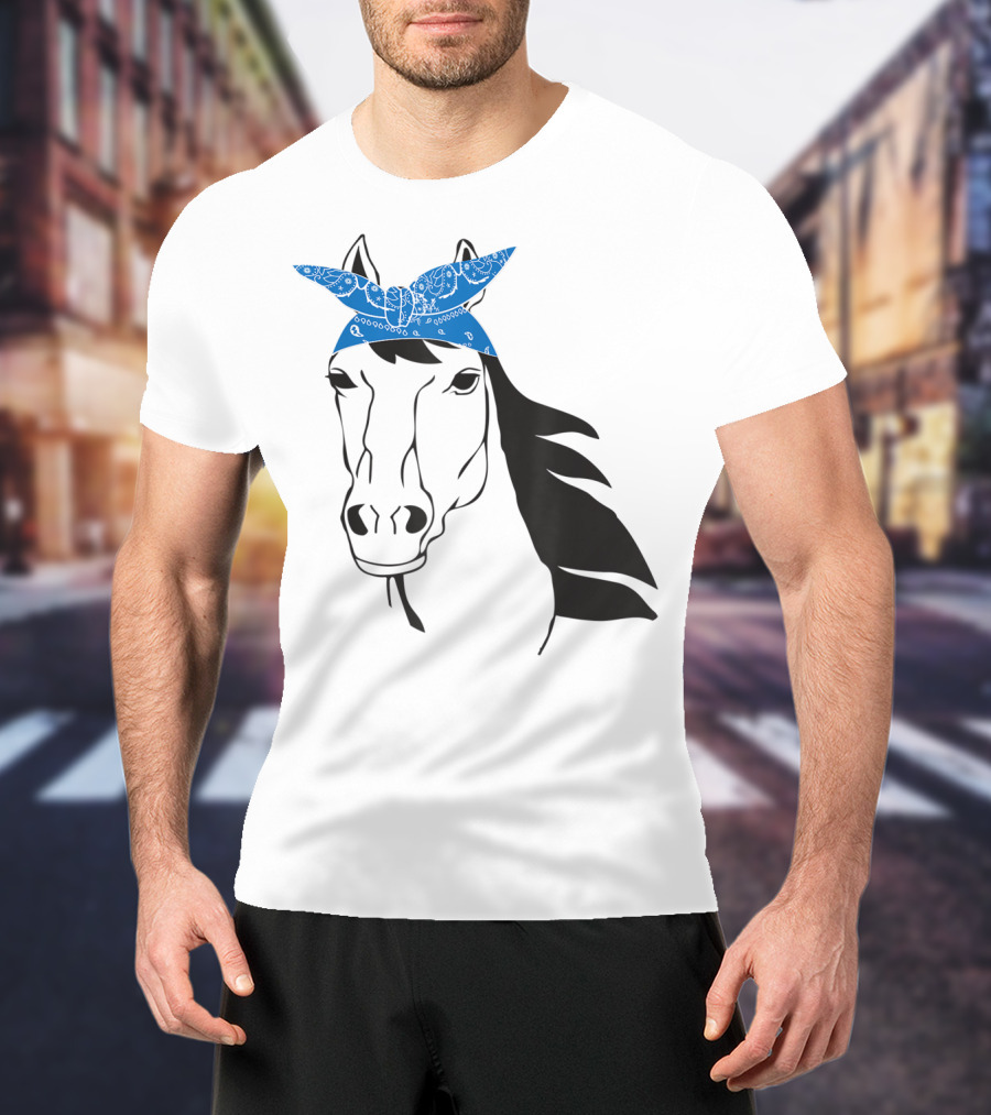 Cowgirl Horse Mom Farm Country Girl With Blue Bandana T-Shirt