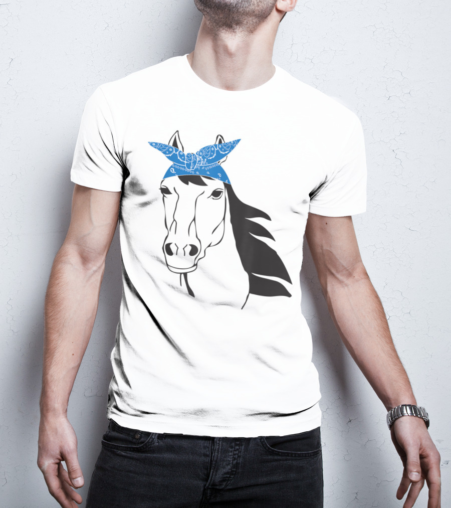 Cowgirl Horse Mom Farm Country Girl With Blue Bandana T-Shirt