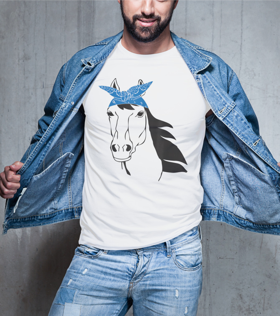 Cowgirl Horse Mom Farm Country Girl With Blue Bandana T-Shirt