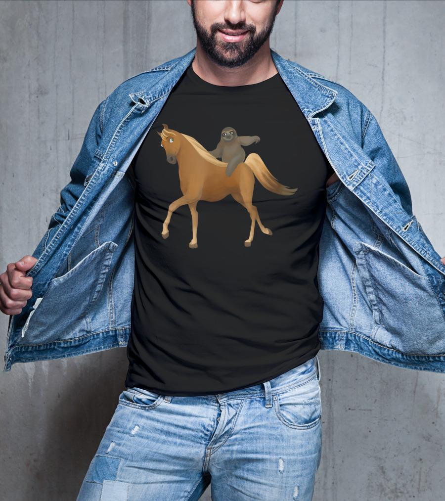 Funny Sloth Riding Horse Pony T-Shirt