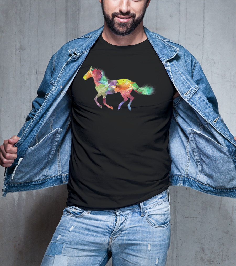 Galloping Colorful Horse Painting Horseback Riding T-Shirt