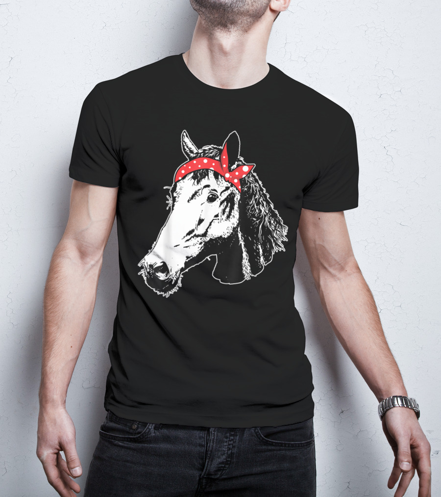 Funny Horse Red Bandana I Love Horse T-Shirt