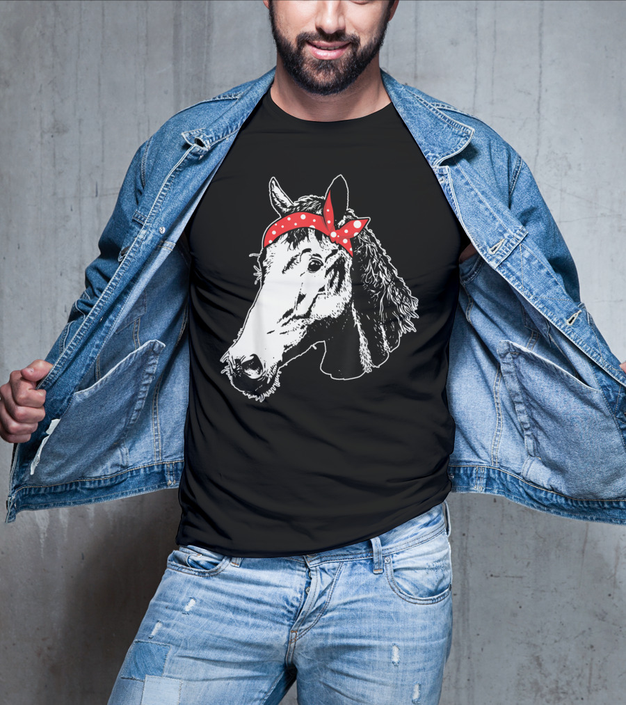 Funny Horse Red Bandana I Love Horse T-Shirt