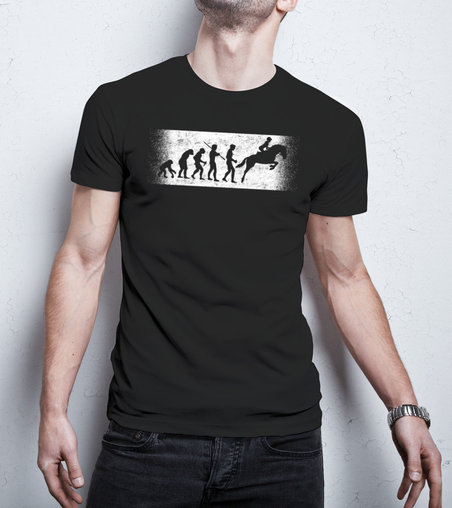 Funny Horse Riding Evolution Ofman Silhouette Progression T-Shirt