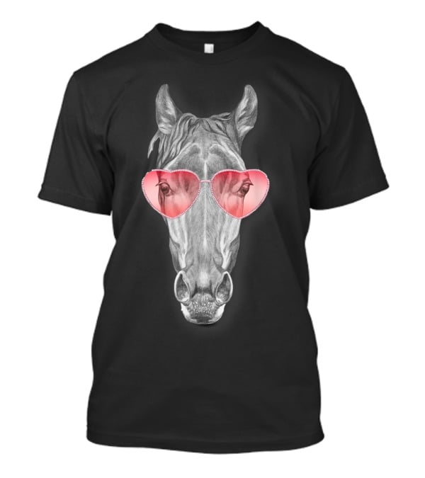 Funny Horse With Heart-Shaped Glasses T-Shirt