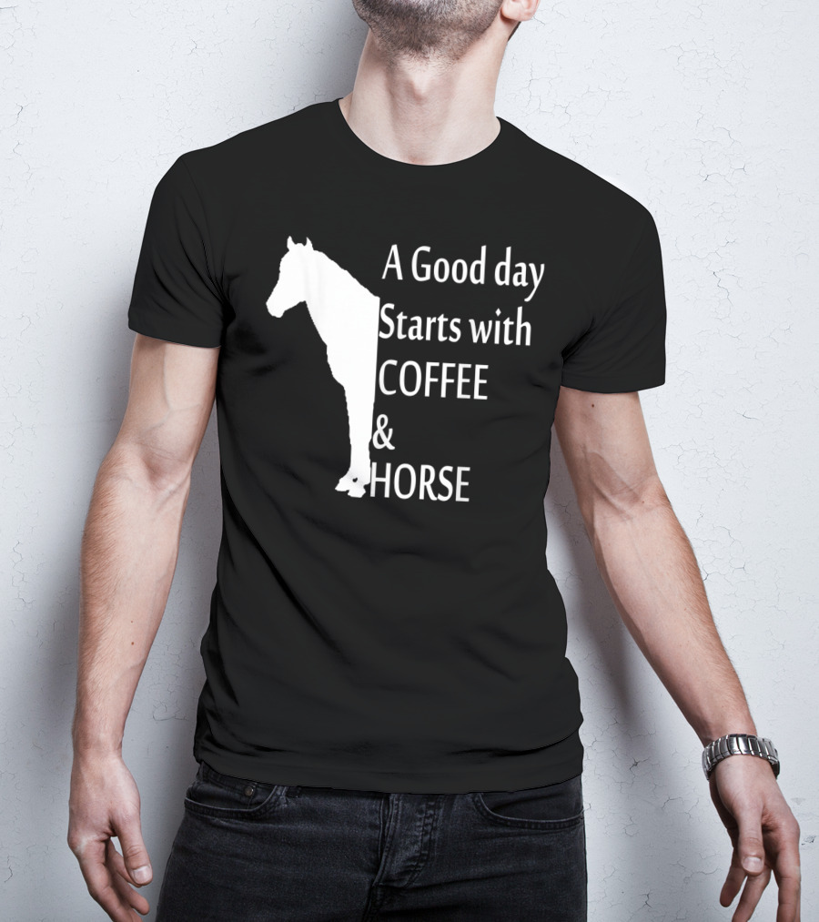 A Good Day Starts With Coffee And Horse Funny Orange Horse Lover T-Shirt