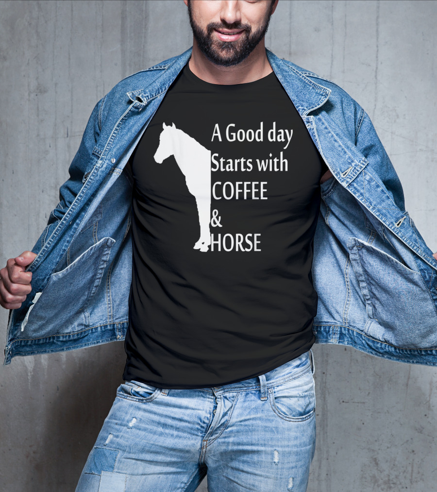 A Good Day Starts With Coffee And Horse Funny Orange Horse Lover T-Shirt