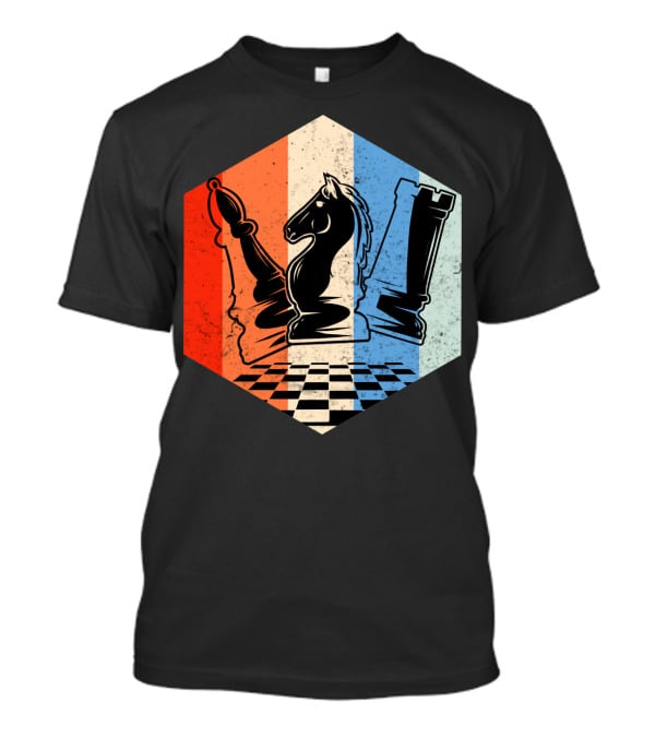 Funny Bishop Horse Rook Chess QD Retro Chessboard T-Shirt