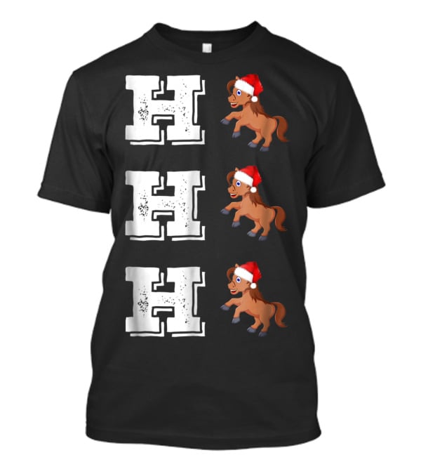 Ho Ho Ho Funny Xmas Horse Lover Santa Hat T-Shirt