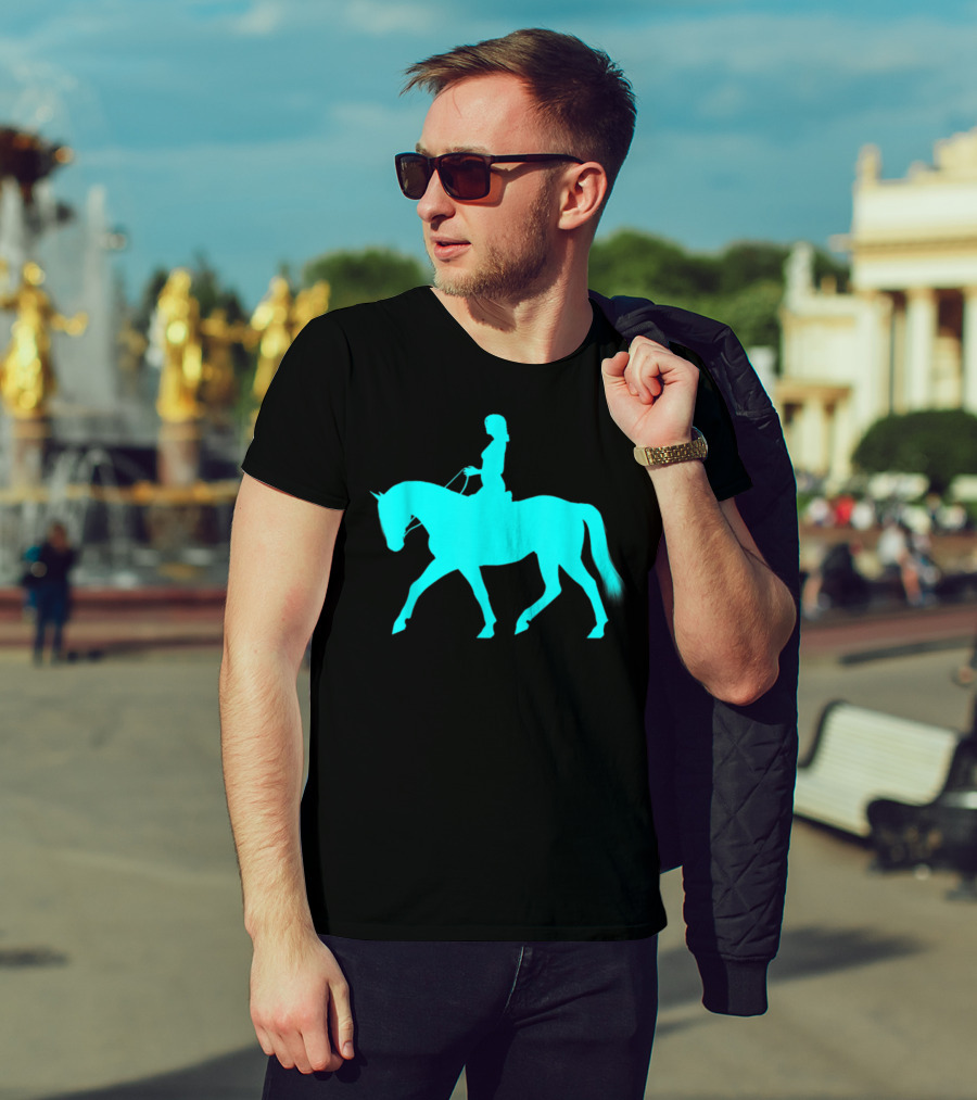 Girl Riding Horse Light Blue T-Shirt