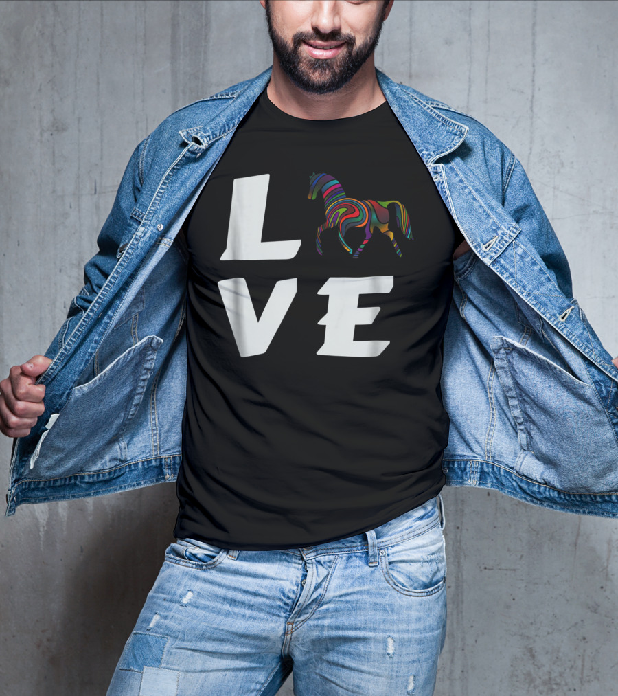 LOVE Girls Love Horses Colorful Horse T-Shirt