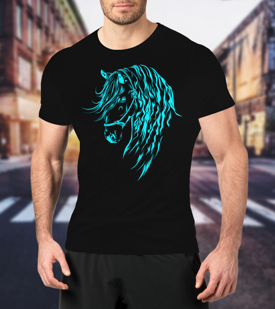 Glowing Forelock Horse Blueprint T-Shirt