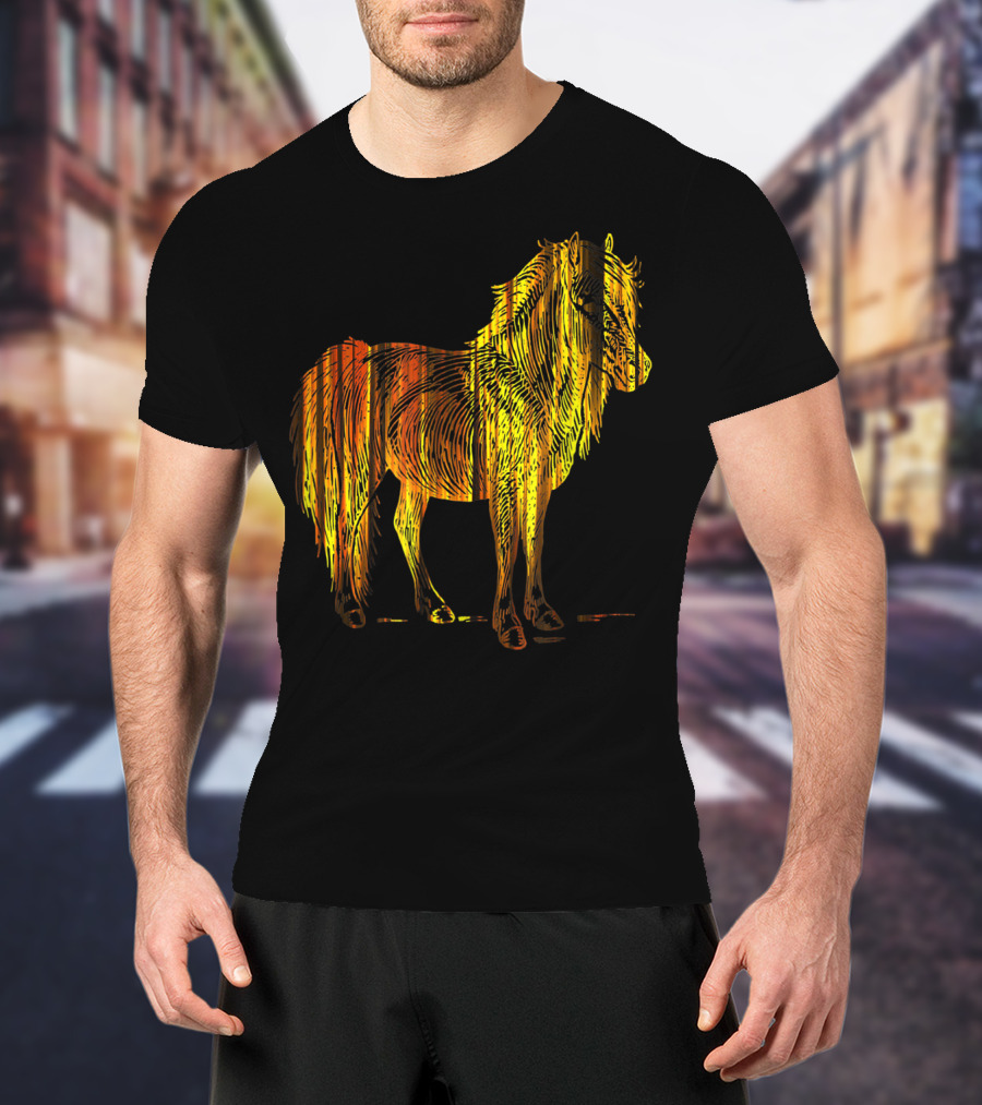Golden Sparkling Horse Illuminated Elegance T-Shirt