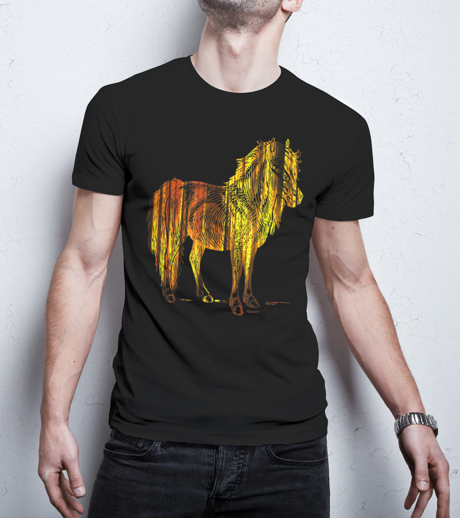 Golden Sparkling Horse Illuminated Elegance T-Shirt