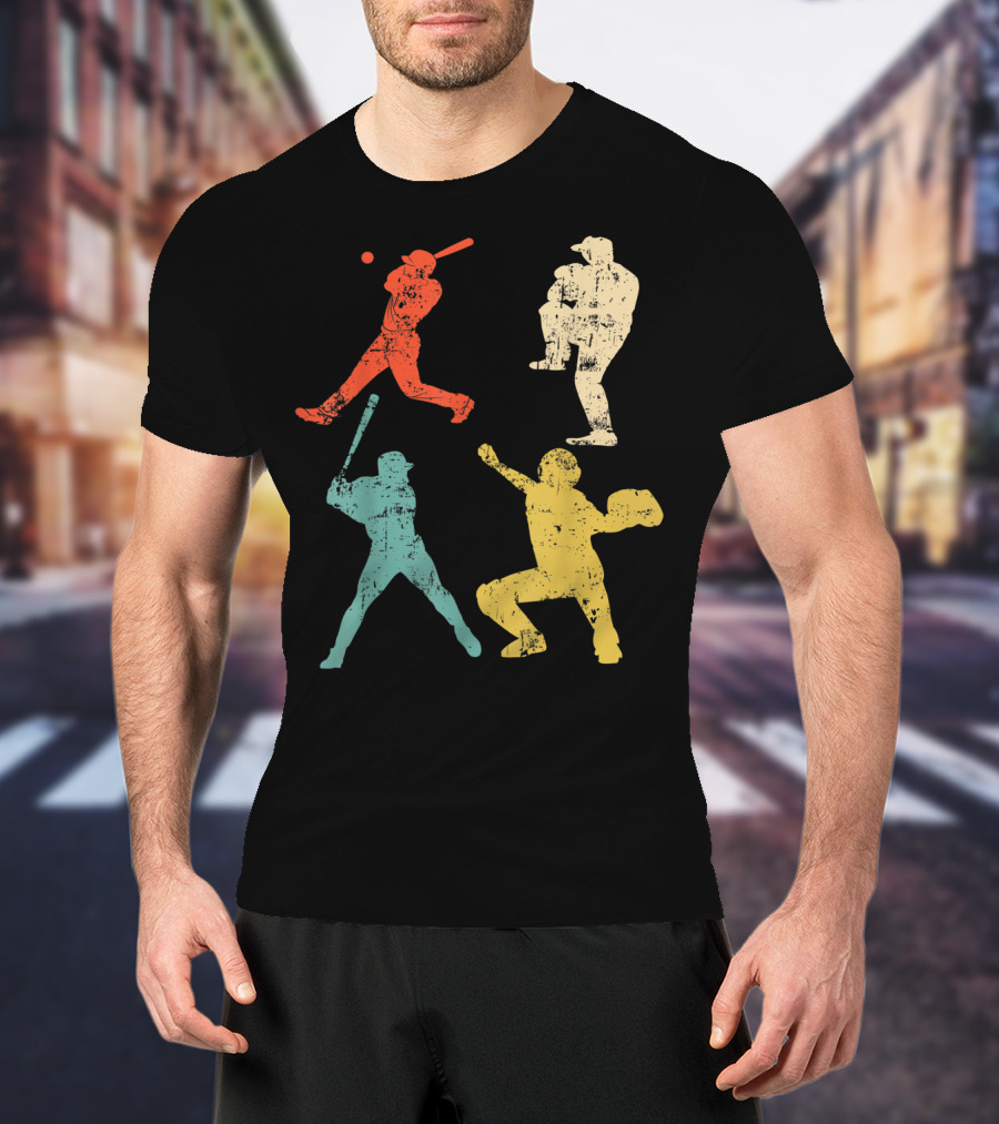 Retro 70s 80s Softball Player T-Shirt