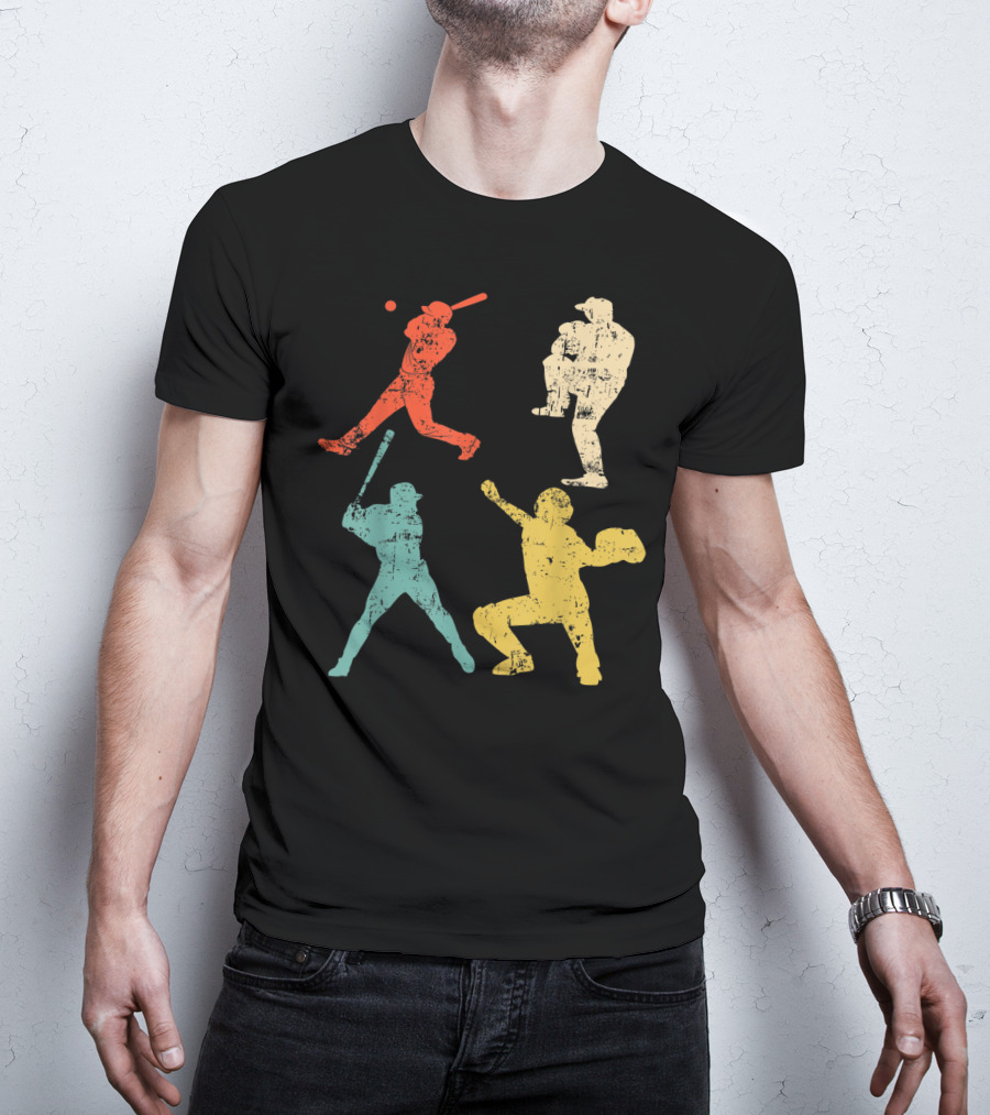 Retro 70s 80s Softball Player T-Shirt