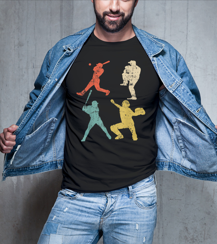 Retro 70s 80s Softball Player T-Shirt