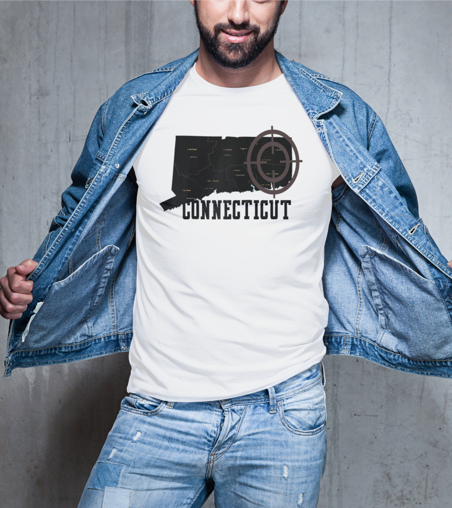 Connecticut Maps Vintage Style With Compass Overlay T-Shirt