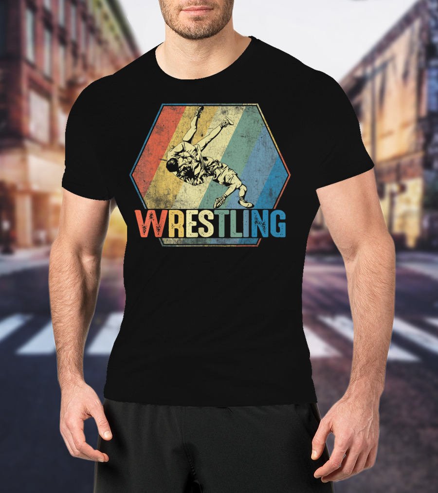 Retro Style Wrestling Throwdown Classic Sports Action T-Shirt