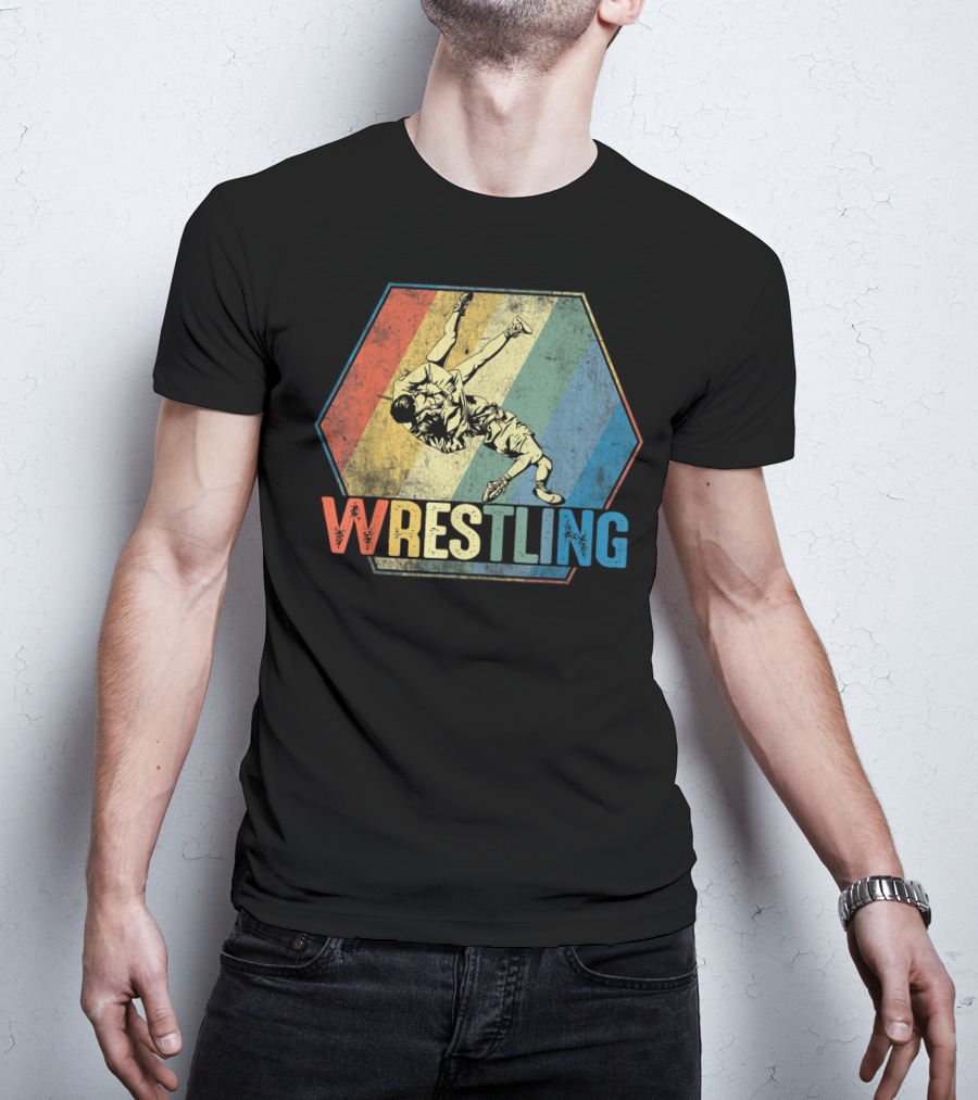 Retro Style Wrestling Throwdown Classic Sports Action T-Shirt