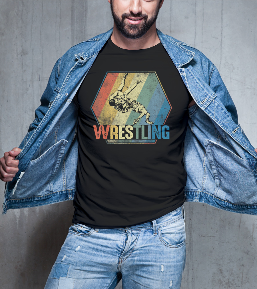 Retro Style Wrestling Throwdown Classic Sports Action T-Shirt